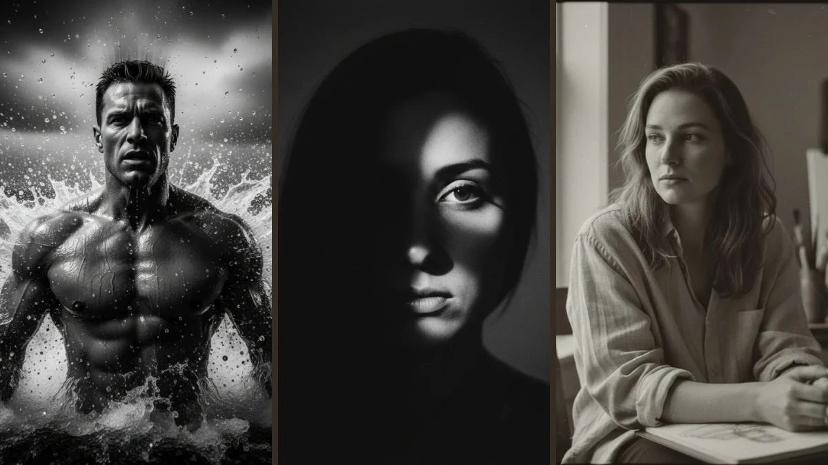 Create 15 Stylish 80's-Inspired Black and White Portraits using Gemini AI: Top Photo Editing Prompts for Boys & Girls in 2025