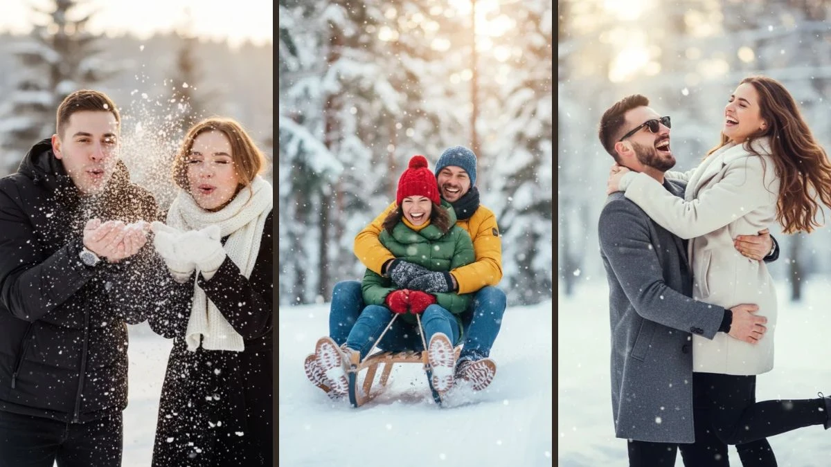 Viral 10 Gemini AI Snow Photo Editing Prompts Copy-Paste for Couples