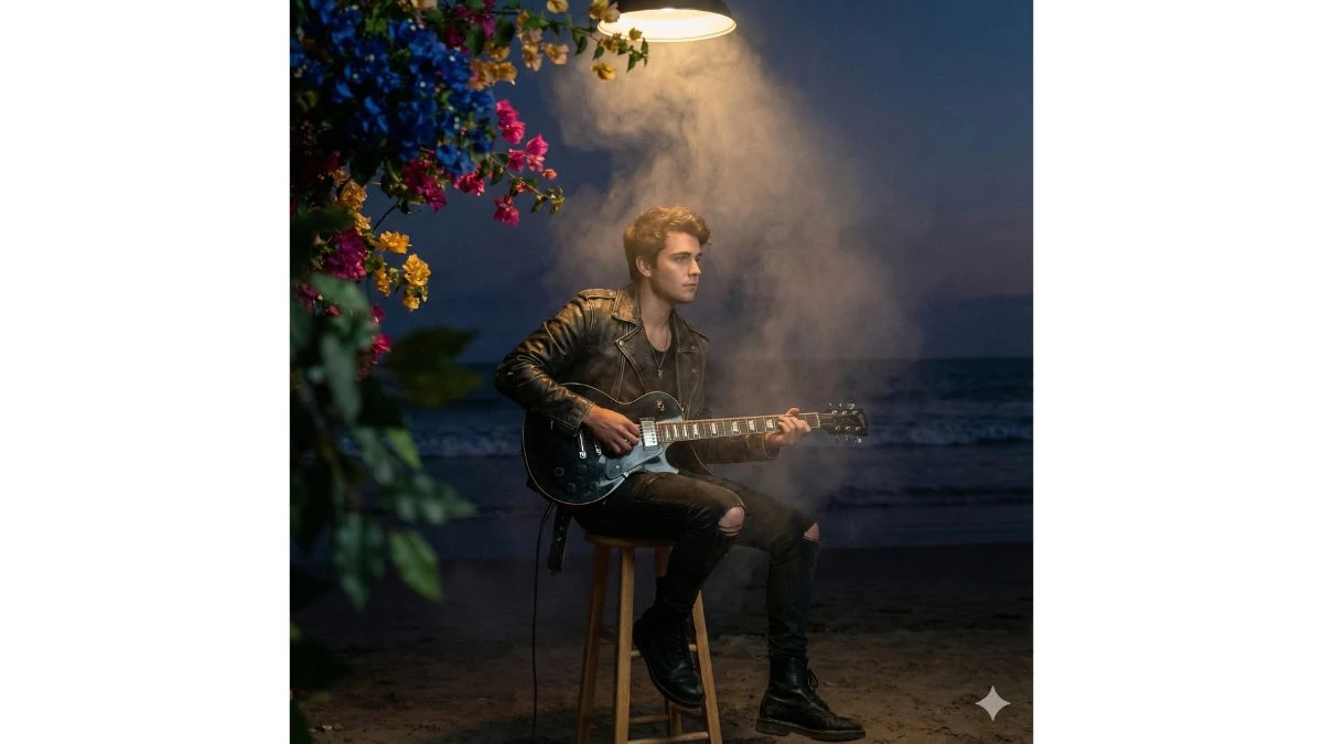 Best Gemini AI Photo Editing Prompts for Boys to Generate Ultra-Realistic Beach Guitar Portraits - 10692e67bf833d741756330 