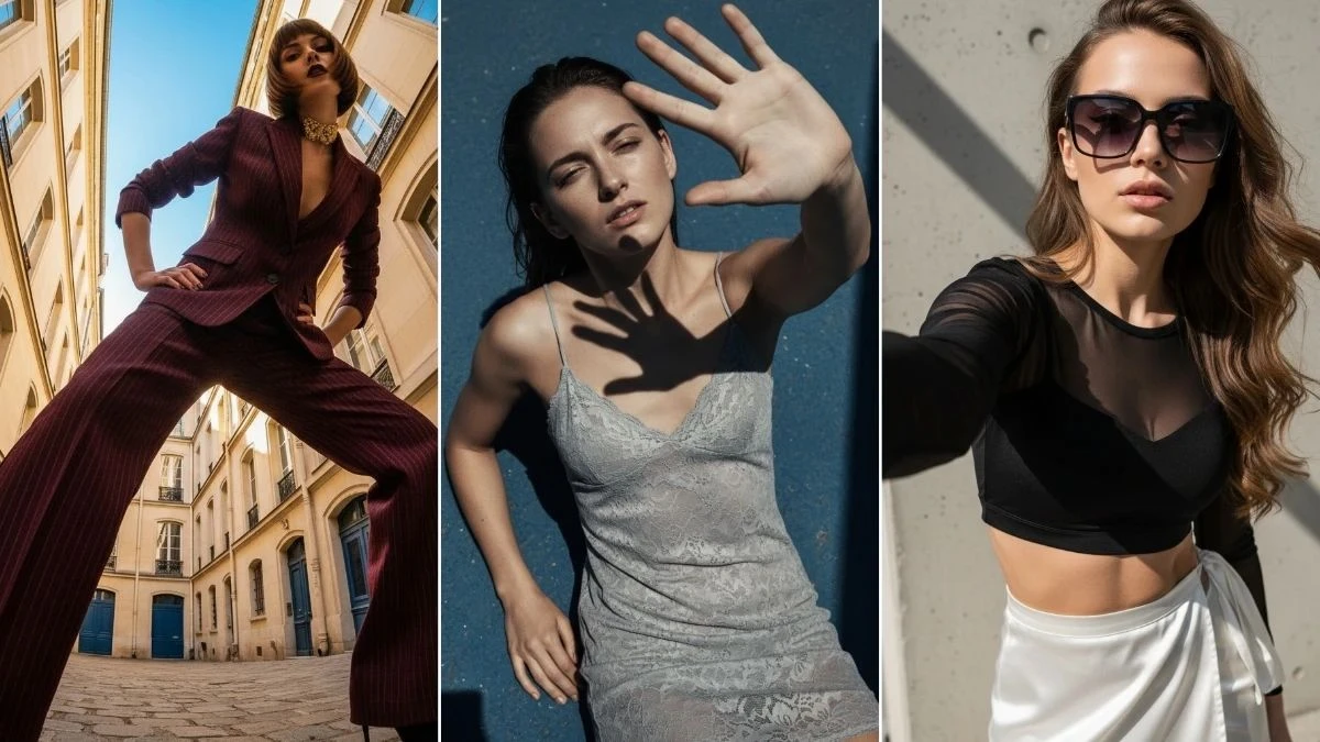 Trending MidJourney AI Prompts for Cinematic High-Angle Fashion Portraits with Dramatic Shadows