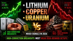 Lithium, Copper & Uranium Stocks Flash Mixed Signals: High-Conviction Breakouts Meet Weak Risk-Reward Setups