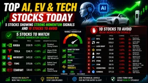 Top AI, EV & Tech Stocks Today: 5 Stocks Showing Strong Momentum Signals and 10 Stocks to Avoid