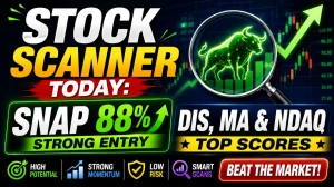 Stock Scanner Today: SNAP 88% Strong Entry, DIS, MA & NDAQ Top Scores